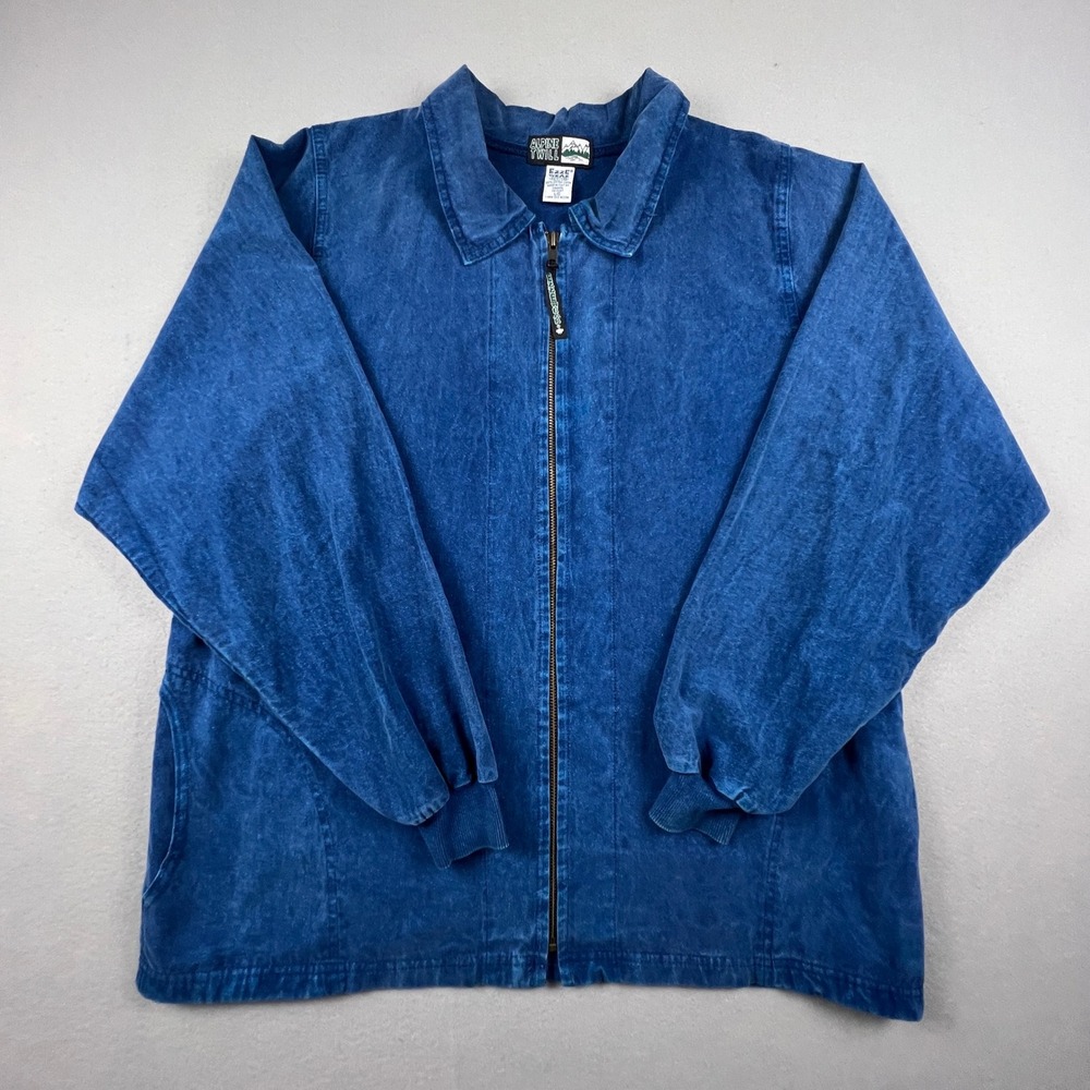 Vintage Ezze Wear Alpine Twill Jacket Large Blue Cotton Full Zip Workwear Coat‎